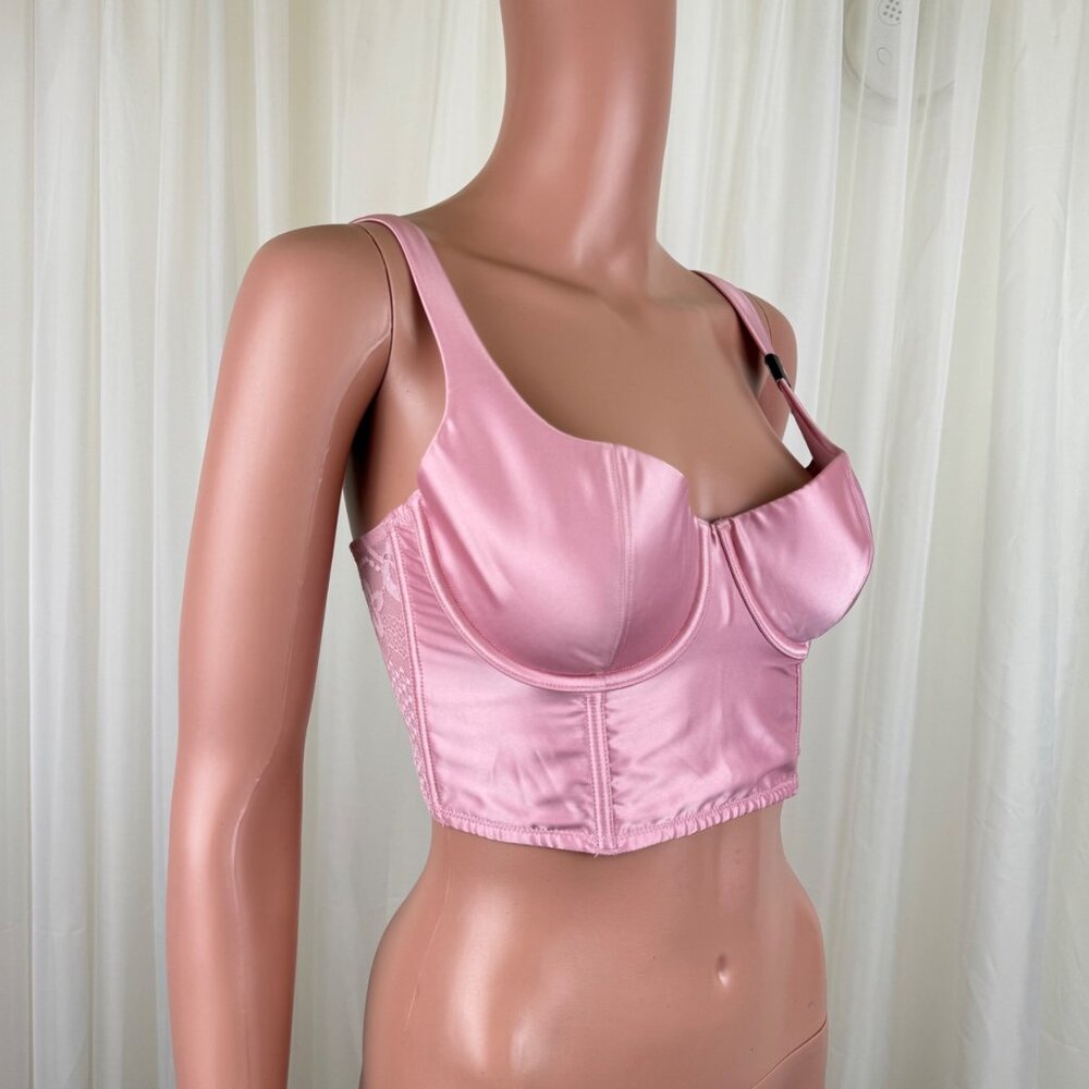 NWT Victoria’s Secret Satin Scoop Bra Top Longline Bustier Dusty Pink 32C 396293